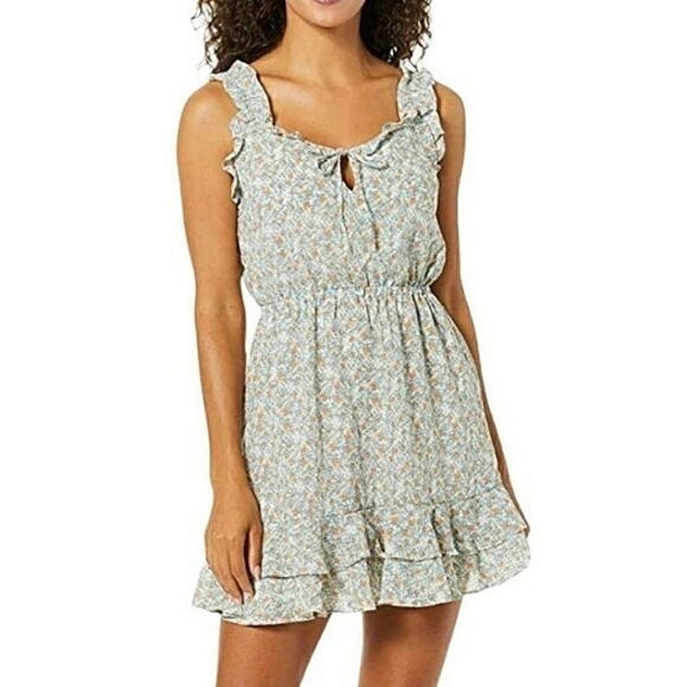 NWT Cupcakes & Cashmere Ivory Ferrara Mini Sleeveless Dress Floral Ruffle Medium
